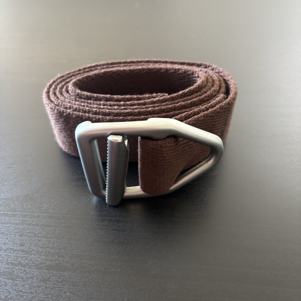 Cabelas Woven Knit Belt Brown Fabric Hunting Outdoors USA Made Medium/Large ~46"